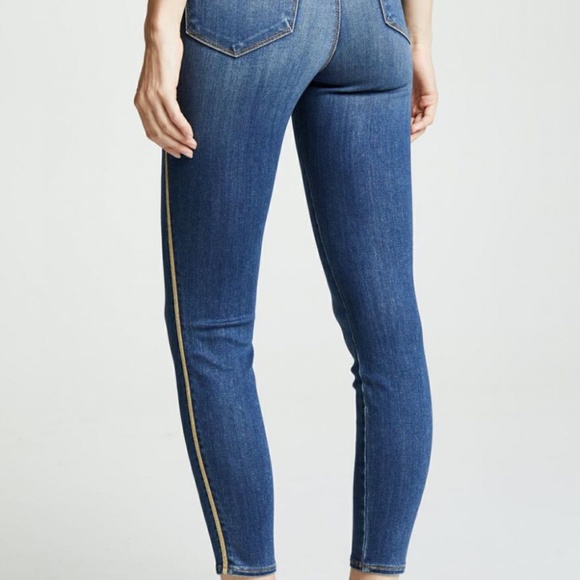 L’AGENCE Margot High Rise Skinny Jeans with Metallic Trim Neptune 26 - Picture 2 of 6